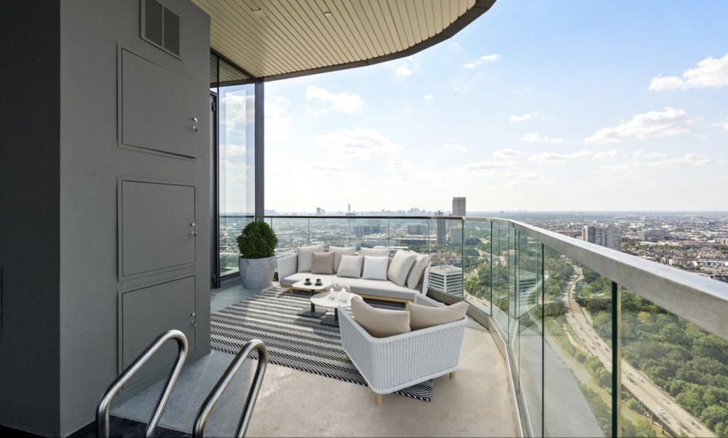 The terrace at No. 3401 in The Residences at the Allen